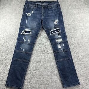 Guess‎ Mens Jeans 36x30 (Fits 34) Tapered Ripped Slim Fit Distressed Y2K Street